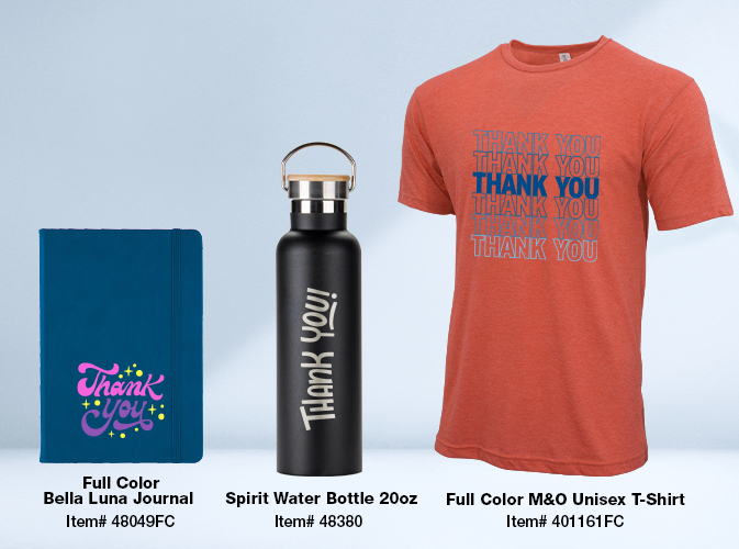 Customer Loyalty Items like Drinkware, Apparel and Journals 